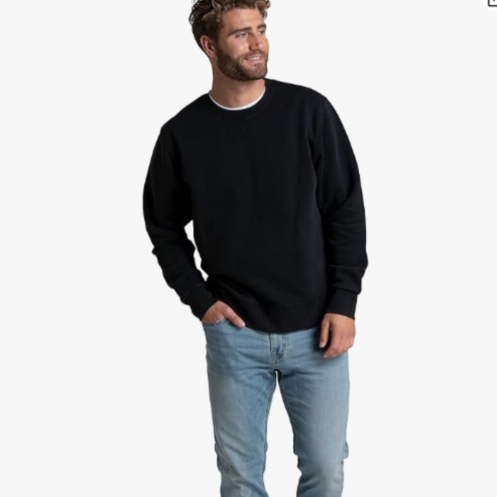 Fruit of the Loom Men's EverSoft Fleece Crew Sweatshirt, Sizes XL - Black